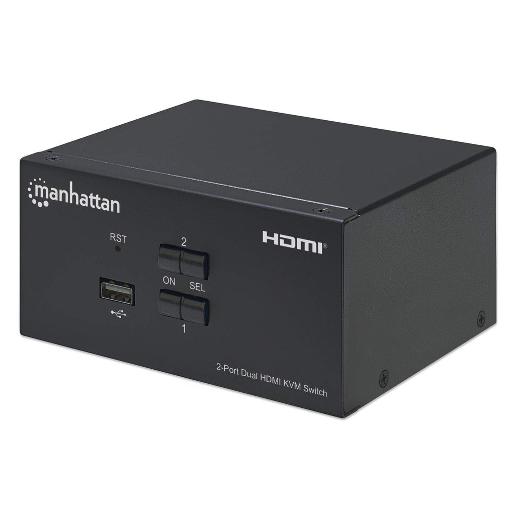 SWITCH KVM PARA 2 COMPUTADORAS Y 2 MONITORES HDMI 4K 2USB 3.5MM