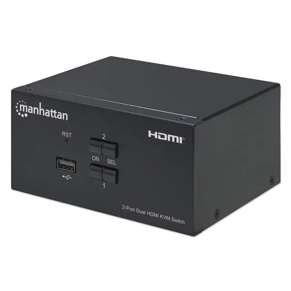 SWITCH KVM PARA 2 COMPUTADORAS Y 2 MONITORES HDMI 4K 2USB 3.5MM