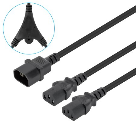 CABLE DE ALIMENTACIN DIVISOR EN Y UN CONECTOR 1XC14 A 2XC131.
