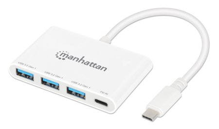 HUB USB-C 3 PTOS A 1 PTO C PD 5GBPS BLANCO