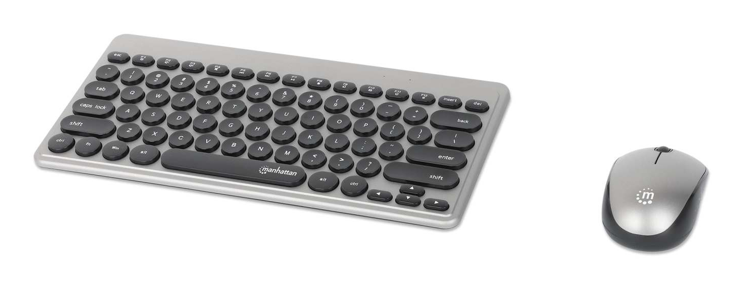 TECLADO Y MOUSE OPTICO INALAMBR NEGRO PLATA MINI COMBO
