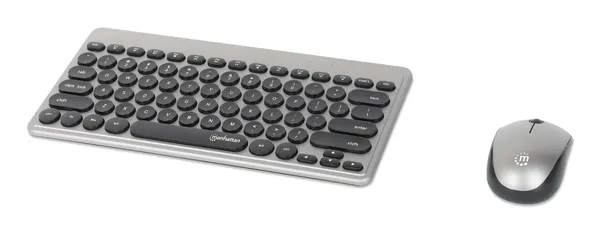 TECLADO Y MOUSE OPTICO INALAMBR NEGRO  PLATA MINI COMBO