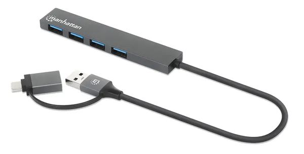 HUB USB  V3.2 4 PTOS A CON ADAPTADOR USB-C 5 GBPS