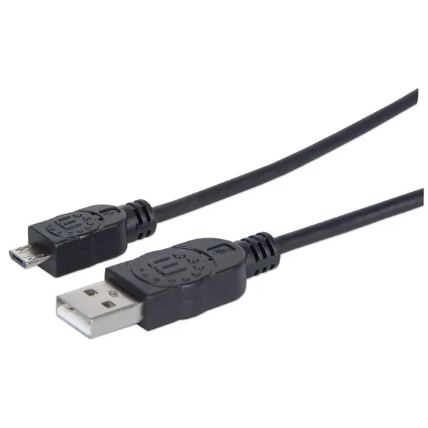 CABLE USB V2 A-MICRO B BOLSA PVC 1.0M NEGRO.