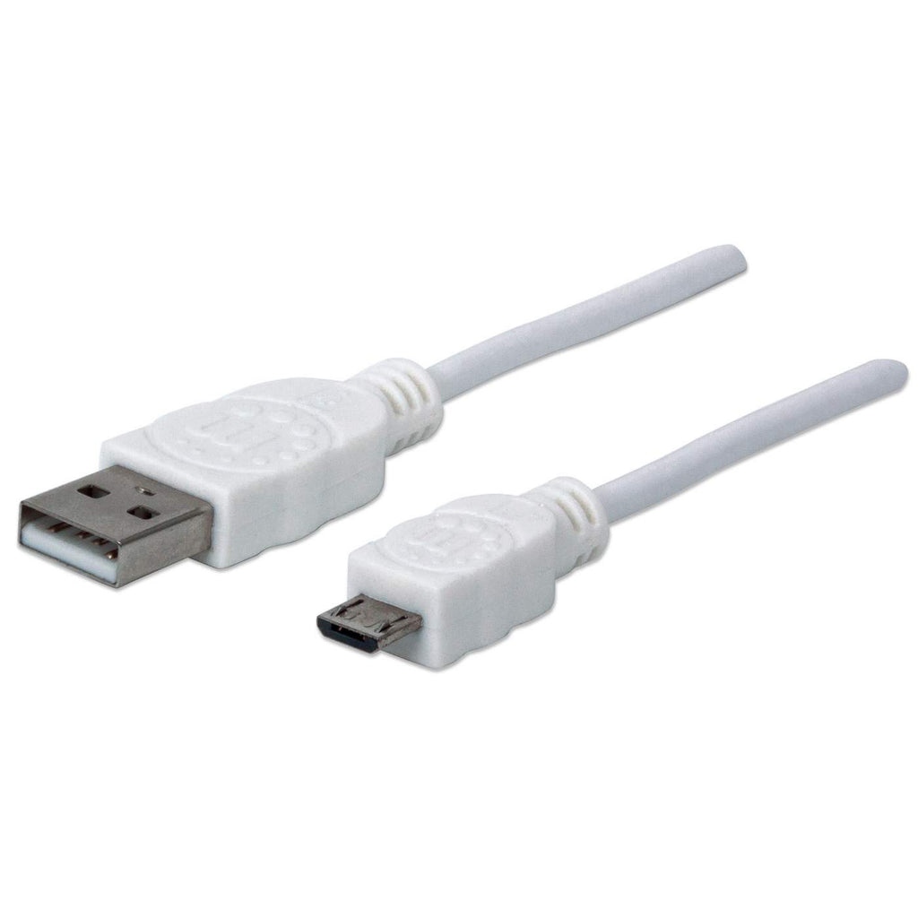 CABLE USB V2 A-MICRO B BOLSA PVC 1.8M BLANCO.