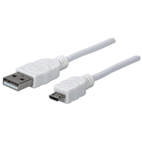 CABLE USB V2 A-MICRO B BOLSA PVC 1.8M BLANCO.