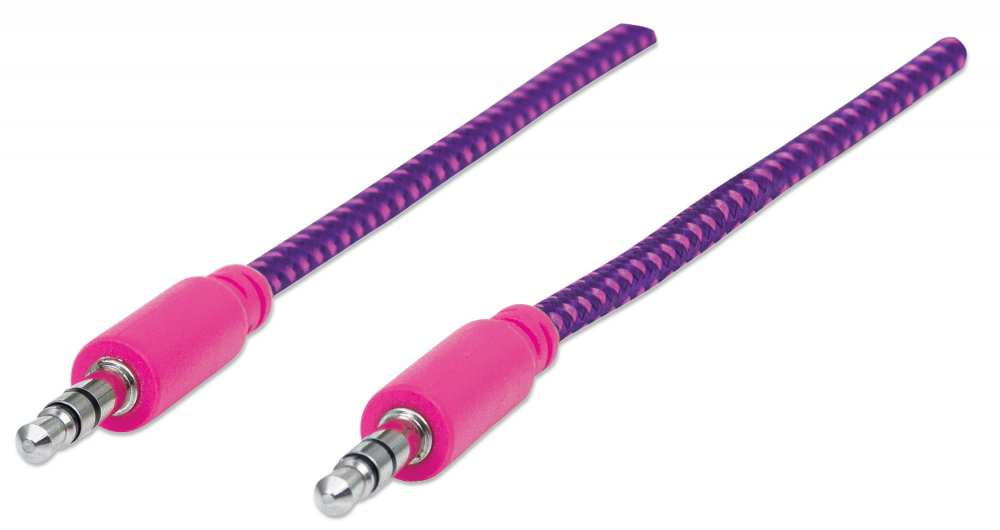 CABLE ESTEREO A IPOD M-M 1.8M TEXTIL MORADO/ROSA.