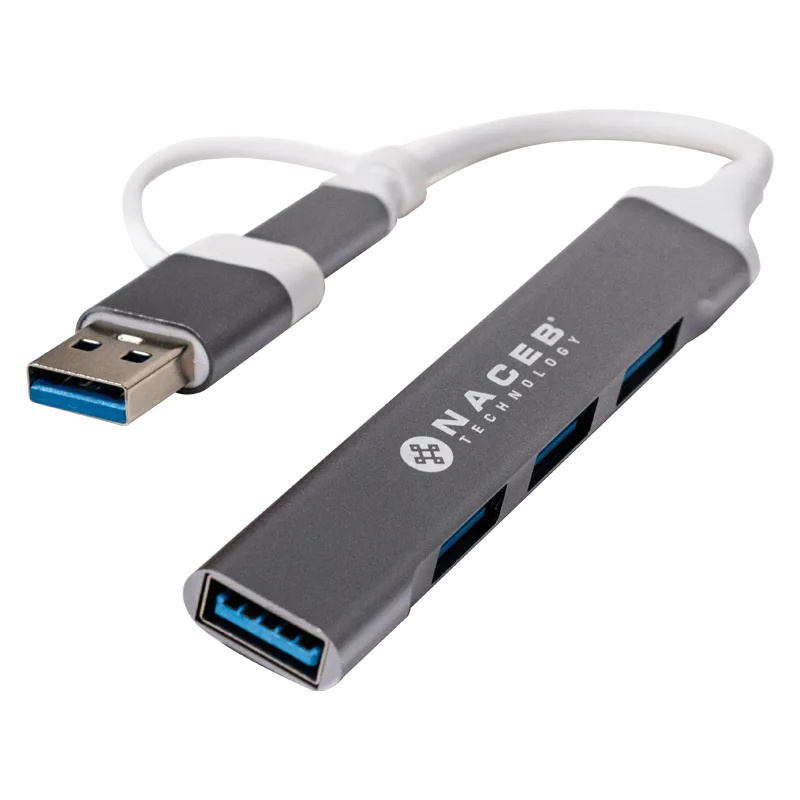 NACEB HUB USB-C/A A 4 PUERTOS 1USB3.0 3USB2.0 NA-0124