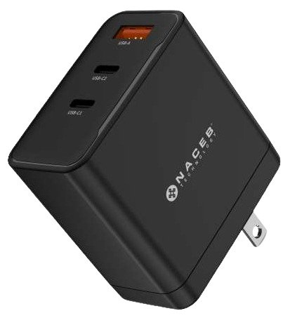 NACEB CARGADOR DE PARED GAN USB-A + USB-C + USB-C 65W