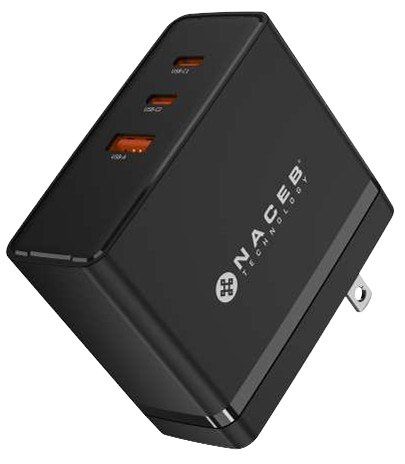 NACEB CARGADOR DE PARED GAN USB-A + USB-C + USB-C 100W