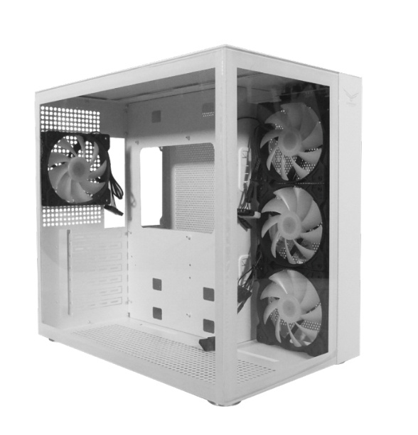 NACEB WHITE NOVA RGB ATX GAMER CABINET S/N POWER SUPPLY 3 FANS