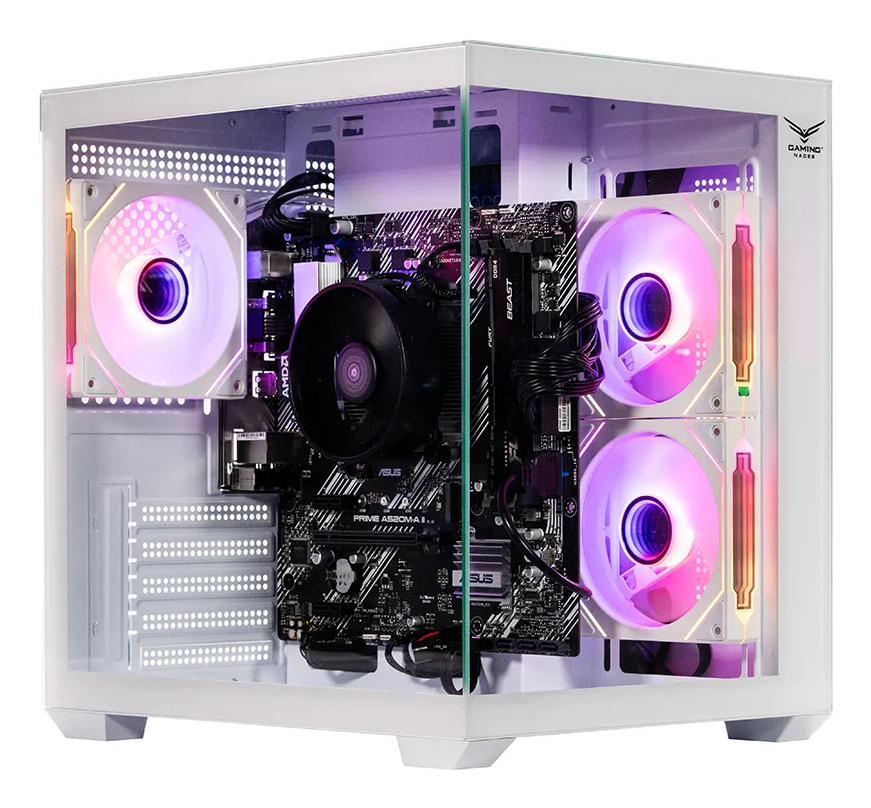 NACEB GABINETE GAMER C/VENTANA M-ATX BLANCO 3 VENTILADORES RGB NA-