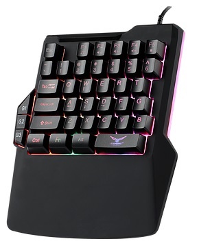 TECLADO GAMER NACEB ONE HAND AT HERIS RGB MEMBRANA ALAMBRICO NEGRO