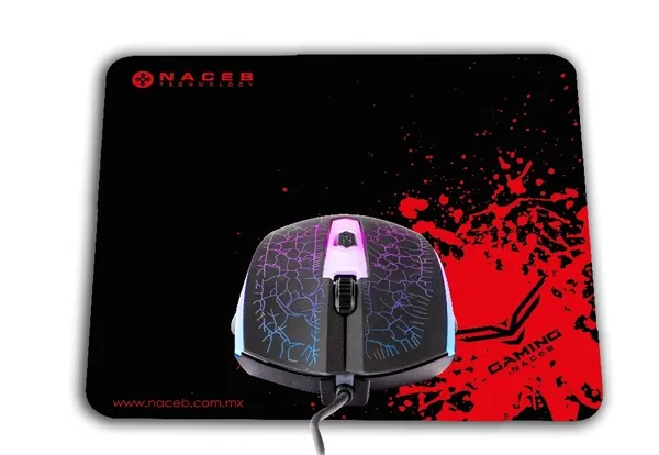 MOUSE Y MOUSEPAD GAMER NACEB 4 BOTONES.3 MODOS DPI 800-1000-1200