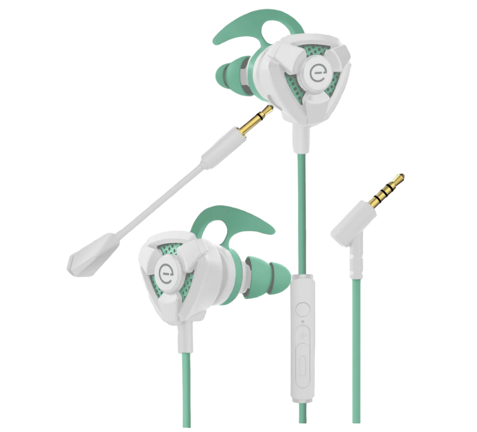 AUDIFONOS CON MICROFONO DESMOTABLE - BLANCO/VERDE
