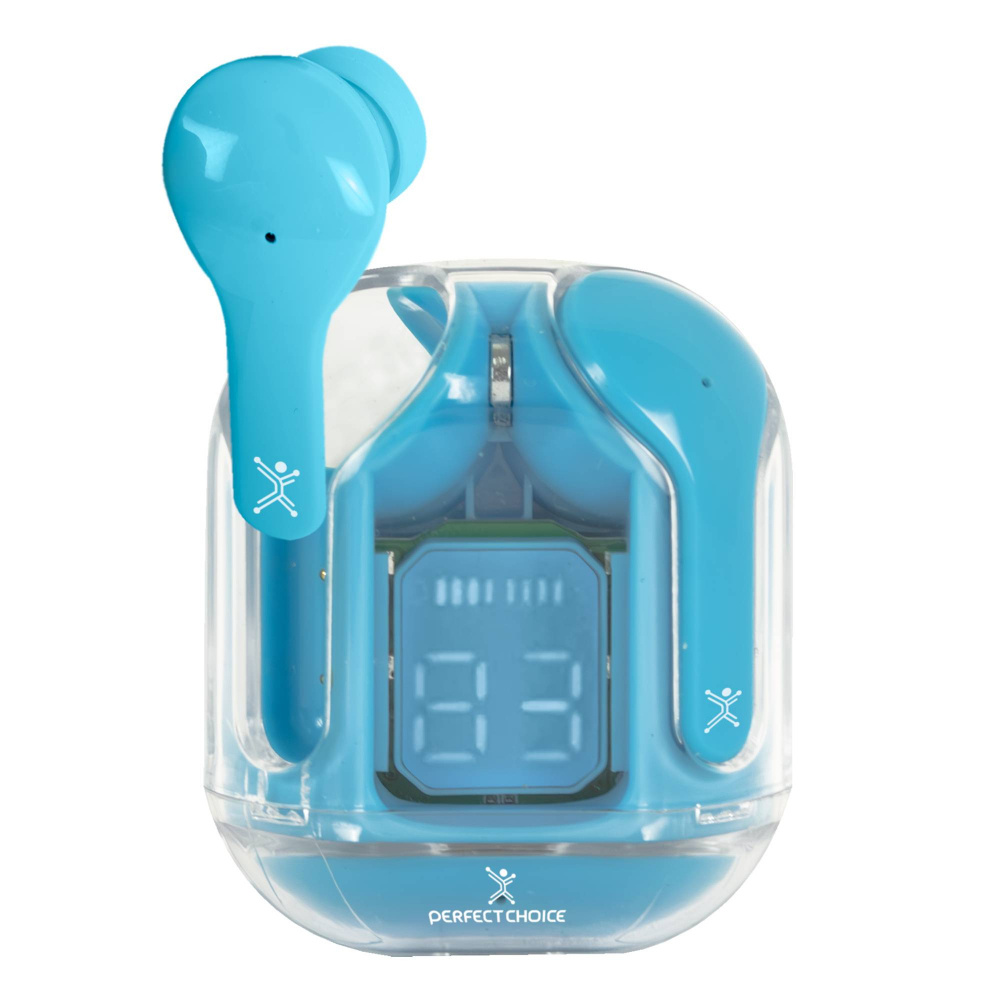 AUDFONOS BT CON ESTUCHE TRANSP ARENTE - CLEARBEAT AZUL CON INDICA