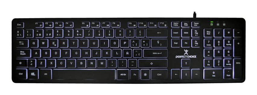 TECLADO ALAMBRICO CON ILUMINACION EN TECLAS PARA OFICINA