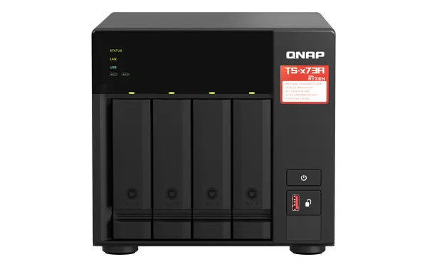 NAS QNAP TOWER 4 SLOTS 8GB RAM EXP5GB FLASH PROC AMD RYZENTS-