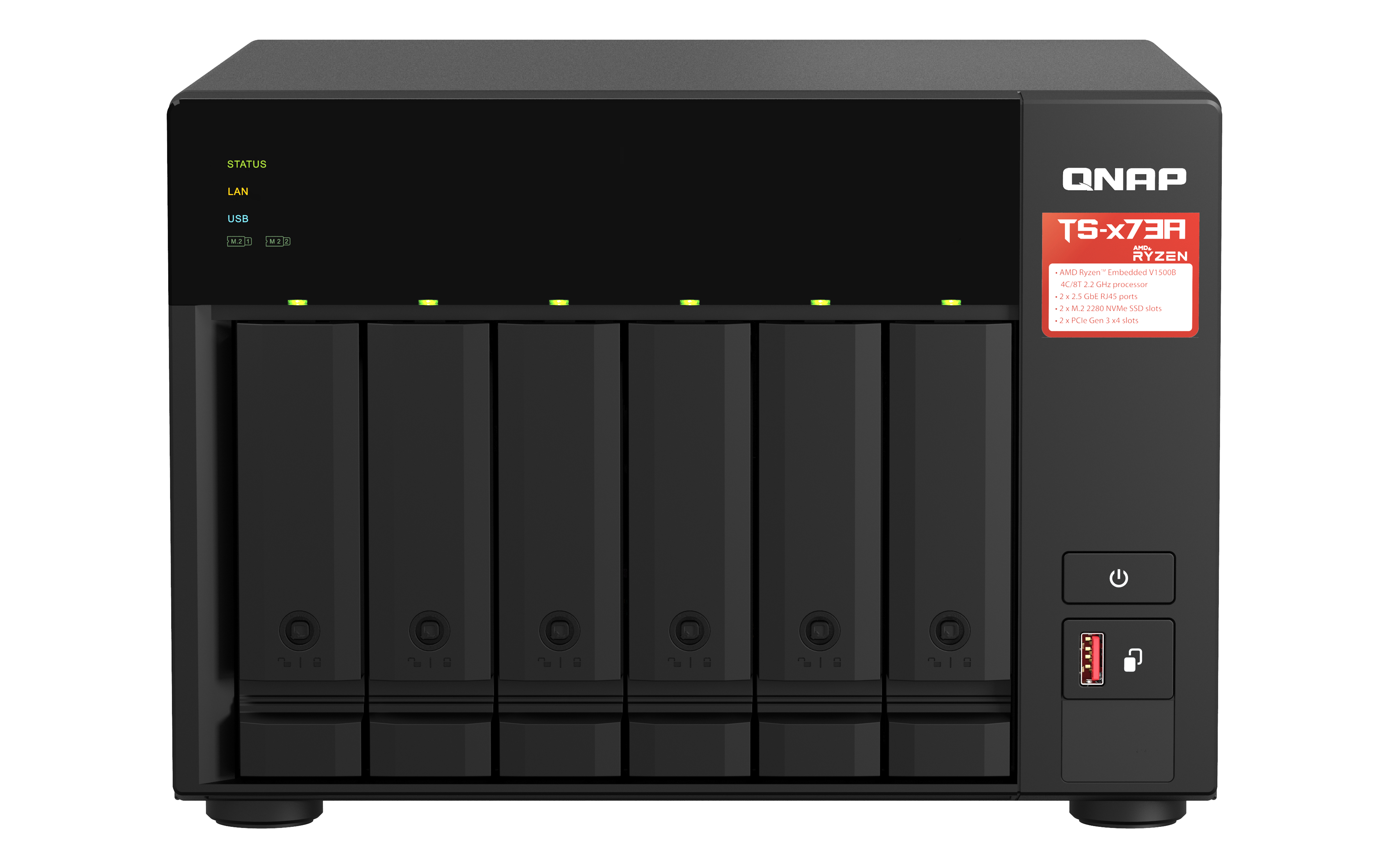 NAS QNAP TOWER 6 SLOTS 8GB RAM EXP5GB FLASH PROC AMD RYZEN TS