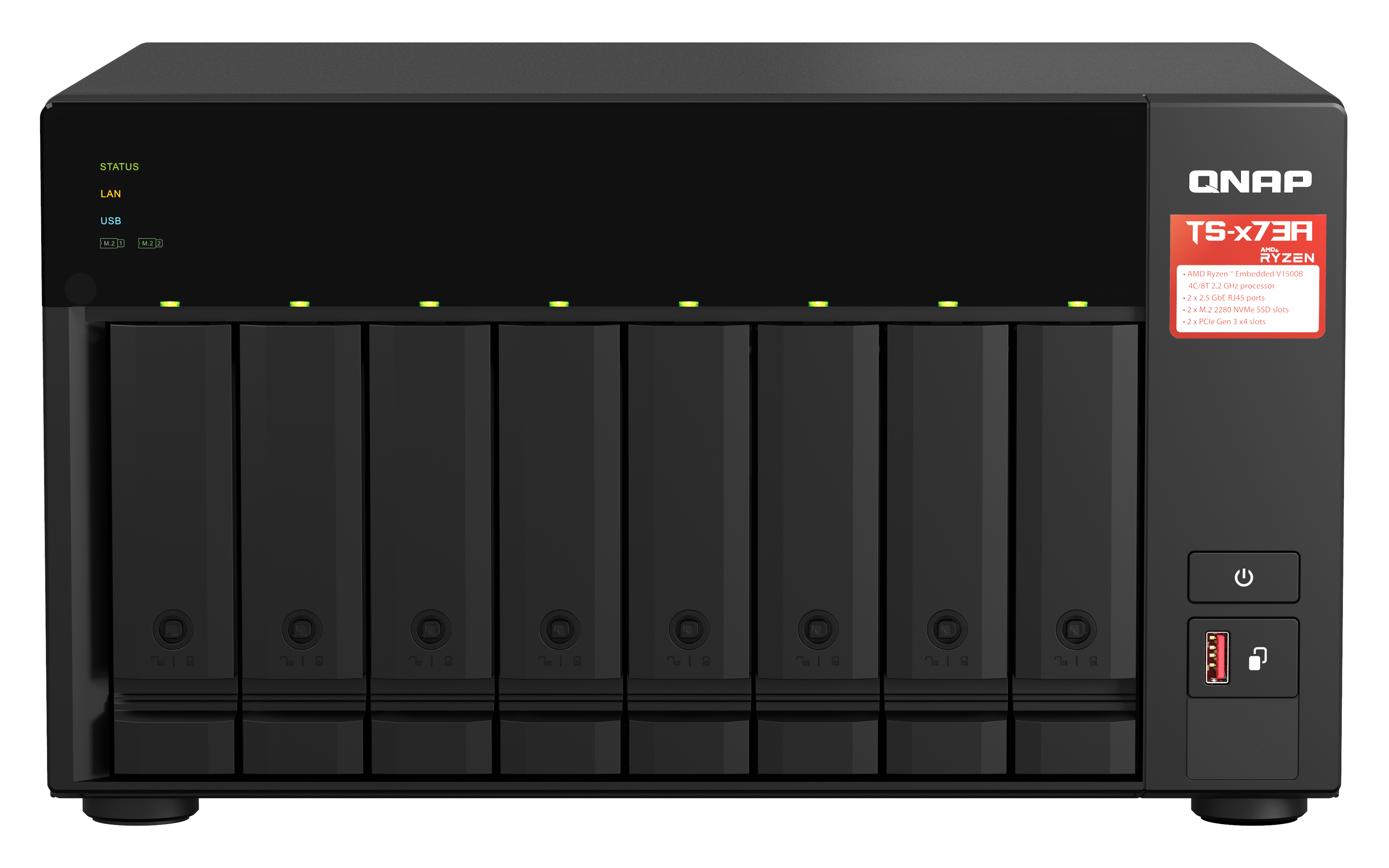 NAS QNAP TOWER 8 SLOTS 8GB RAM EXP5GB FLASH PROC AMD RYZEN TS