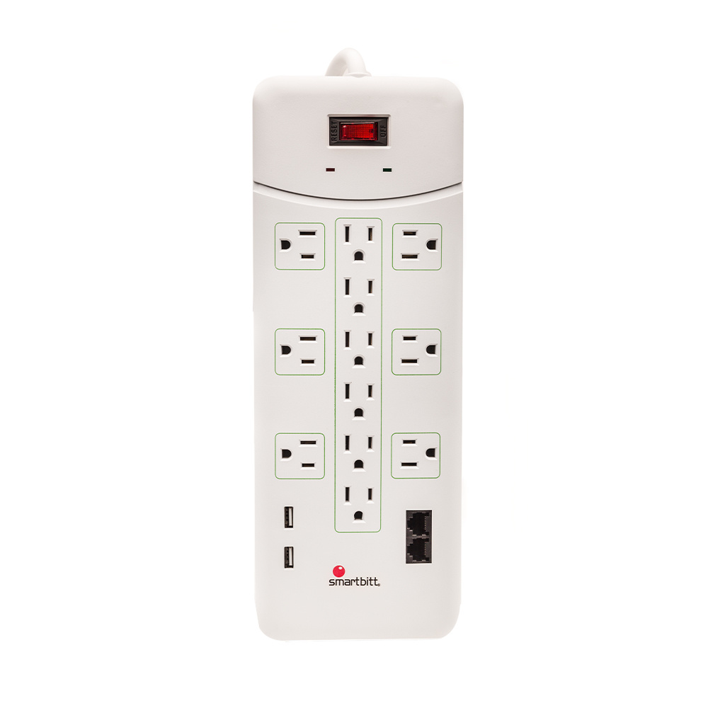 SUPRESOR DE PICOS SMARTBITT 1350J 12 CONTACTOS 2 PUERTOS USB