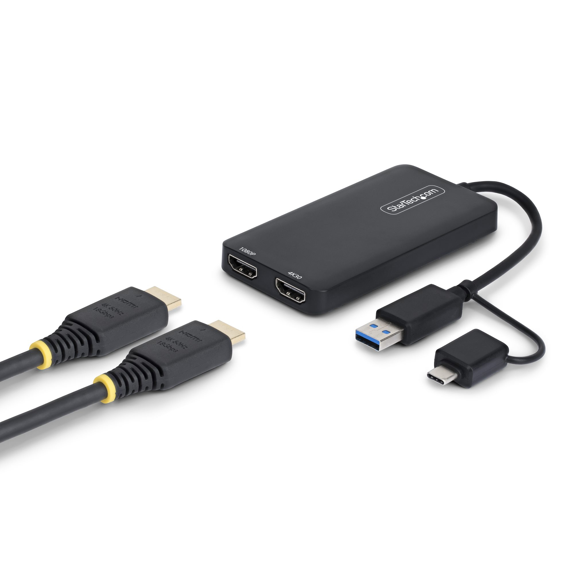 ADAPTADOR USB A 2X HDMI - USB USB-C - 1X 4K30HZ  - 1X 1080P