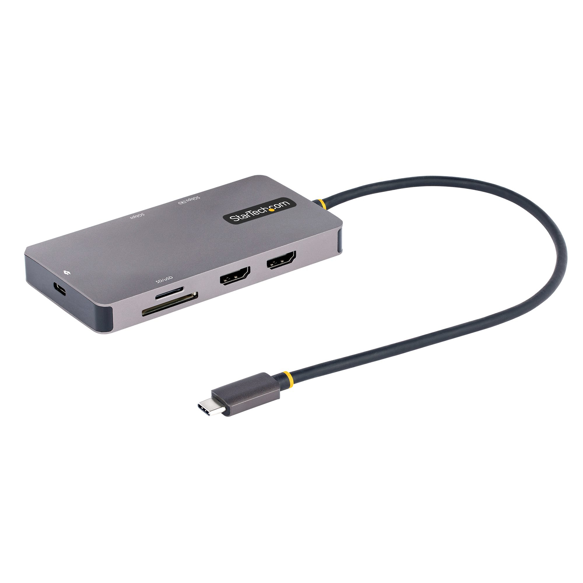 ADAPTADOR MULTIPUERTOS USB-C A 2X HDMI PD 100W HUB USB RED