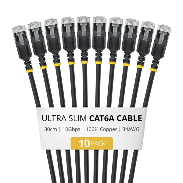 CABLE CAT6A FTP ULTRA FINO NEGRO 30CM - PAQUETE 10