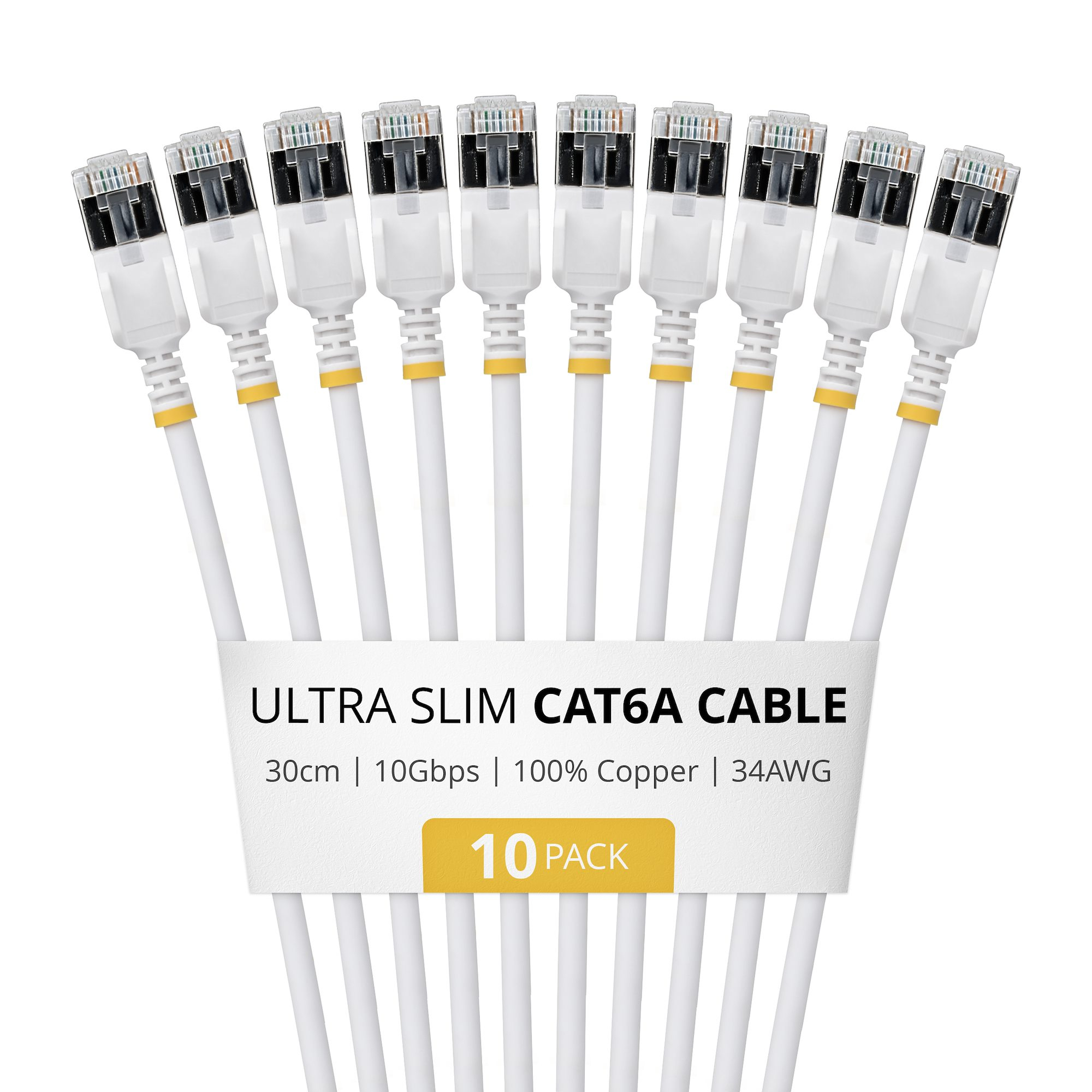 CABLE CAT6A FTP ULTRA FINO BLANCO 30CM - PAQUETE 10