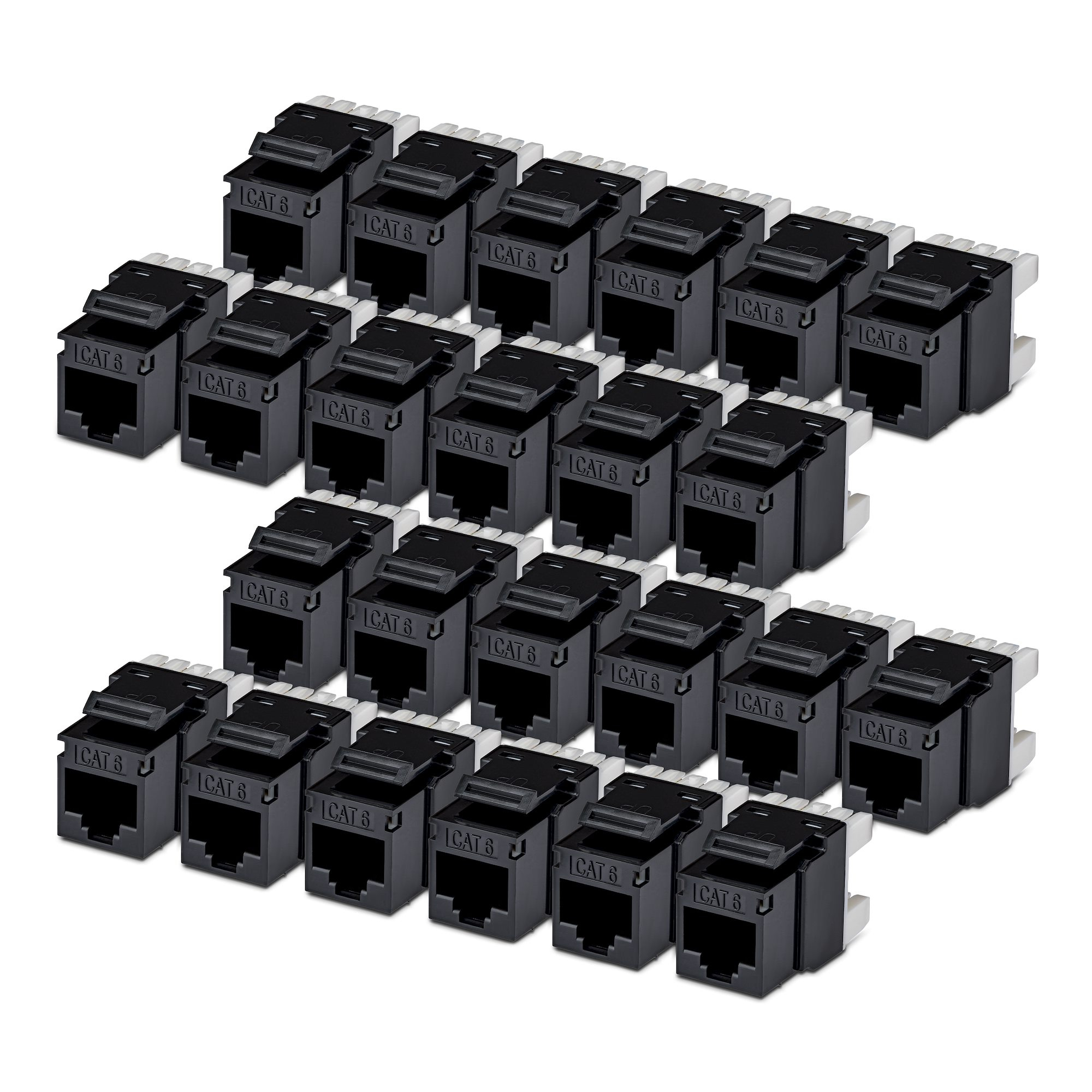 PAQUETE 24 CONECTORES KEYSTONE CAT6 180 GRADOS - NEGRO
