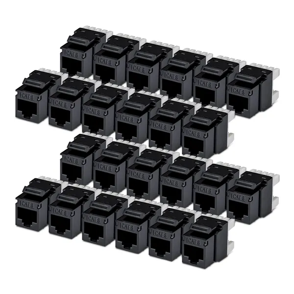 PAQUETE 24 CONECTORES KEYSTONE CAT6 180 GRADOS - NEGRO
