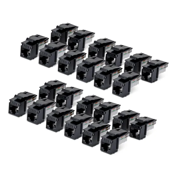 PAQUETE 24 CONECTORES KEYSTONE CAT6 90 GRADOS - NEGRO