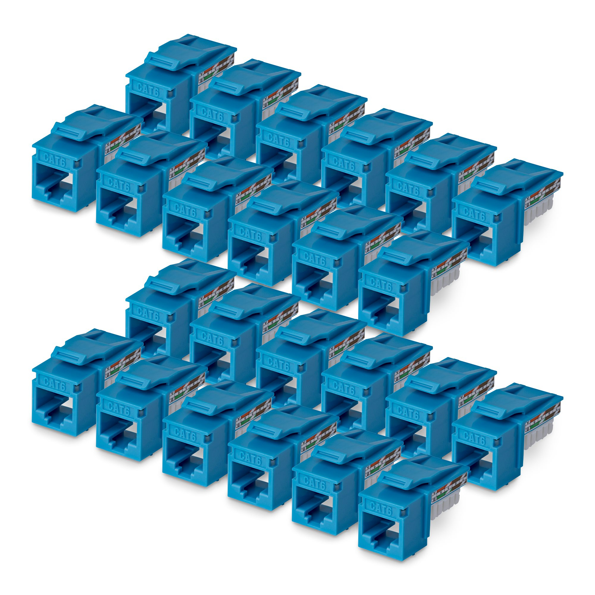 PAQUETE 24 CONECTORES KEYSTONE CAT6 90 GRADOS - AZUL