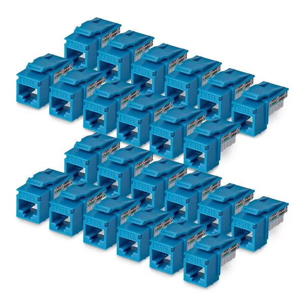 PAQUETE 24 CONECTORES KEYSTONE CAT6 90 GRADOS - AZUL