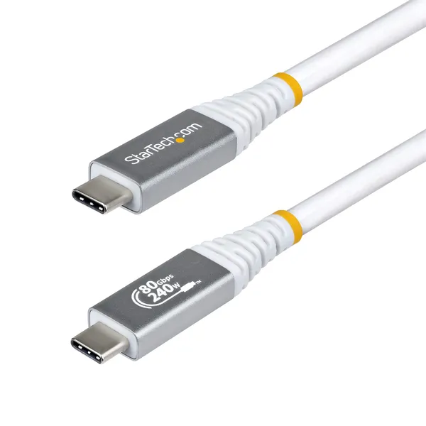 CABLE USB4 50CM - USB-C CERTIFICADO USB-IF 80GB BLANCO
