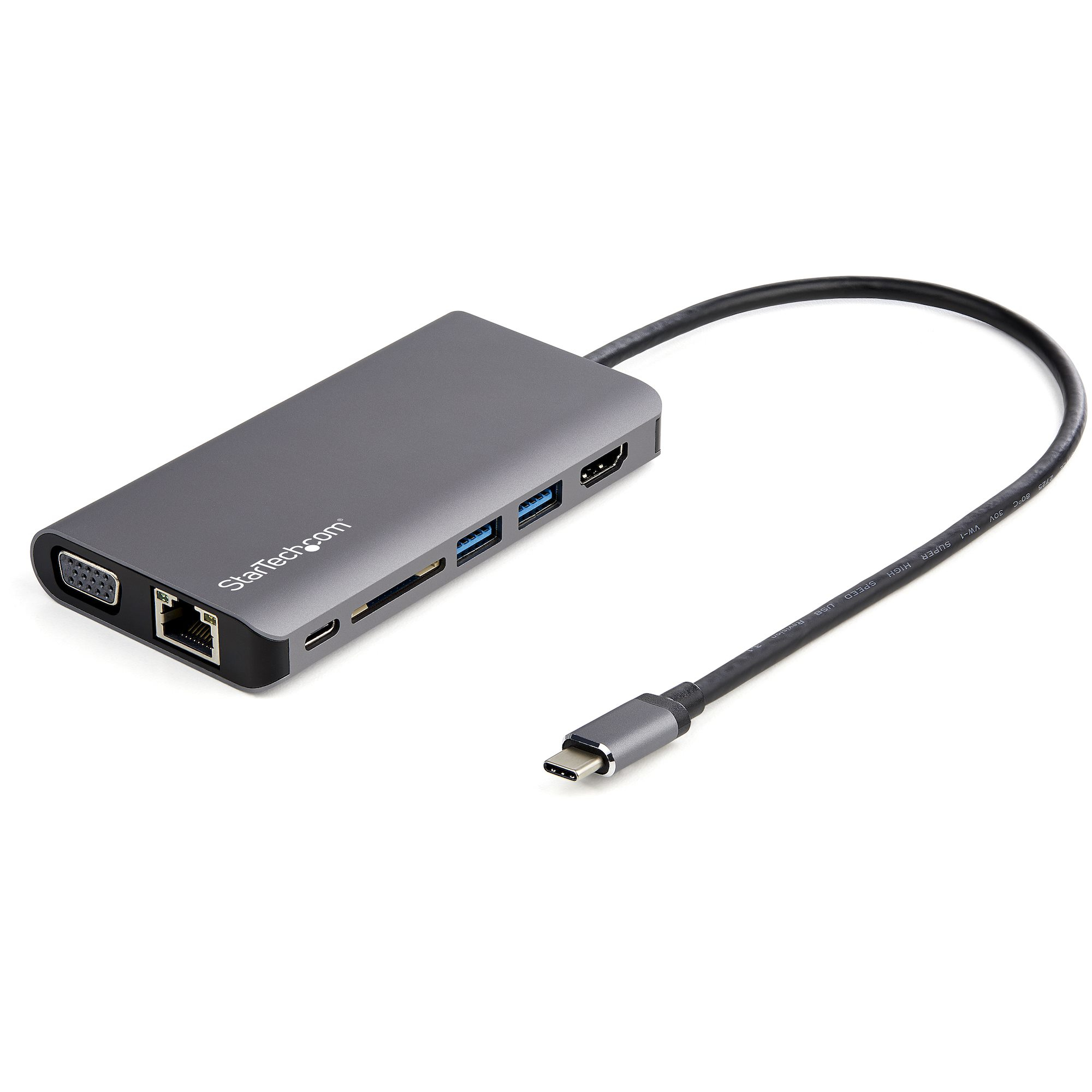 ADAPTADOR USB-C MULTIPUERTOS HDMI/VGA - 100W PD - LECTOR DE SD