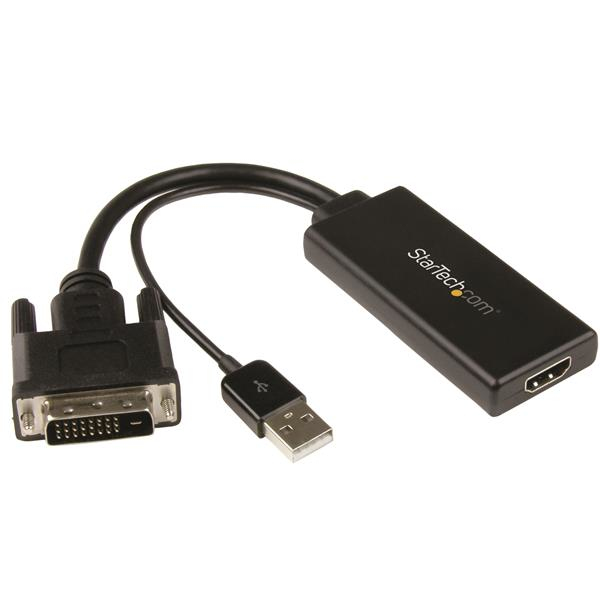 ADAPTADOR DE VIDEO DVI A HDMI CON ALIMENTACION USB Y AUDIO .