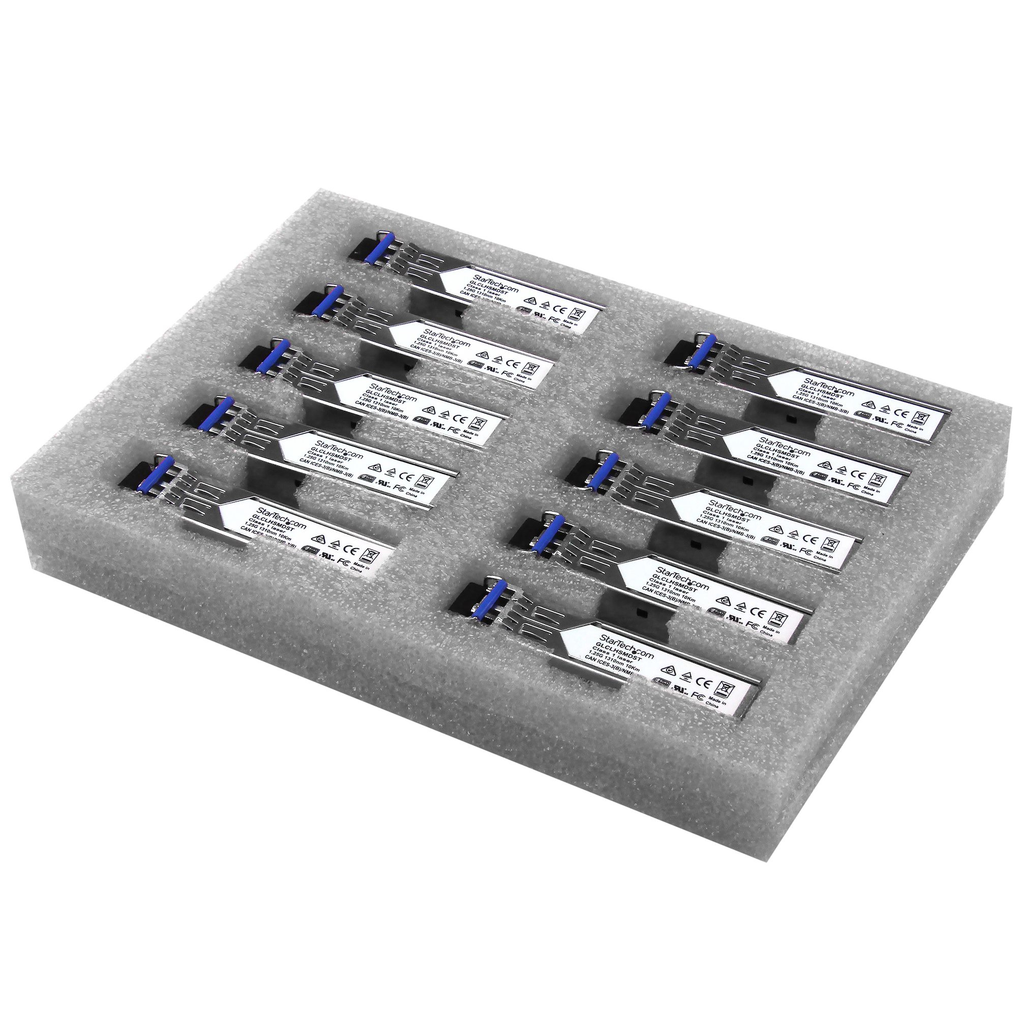 PAQUETE 10 SFPS GIGABIT FIBRA GLC-LH-SMD LC MM/SM 10KM550M .
