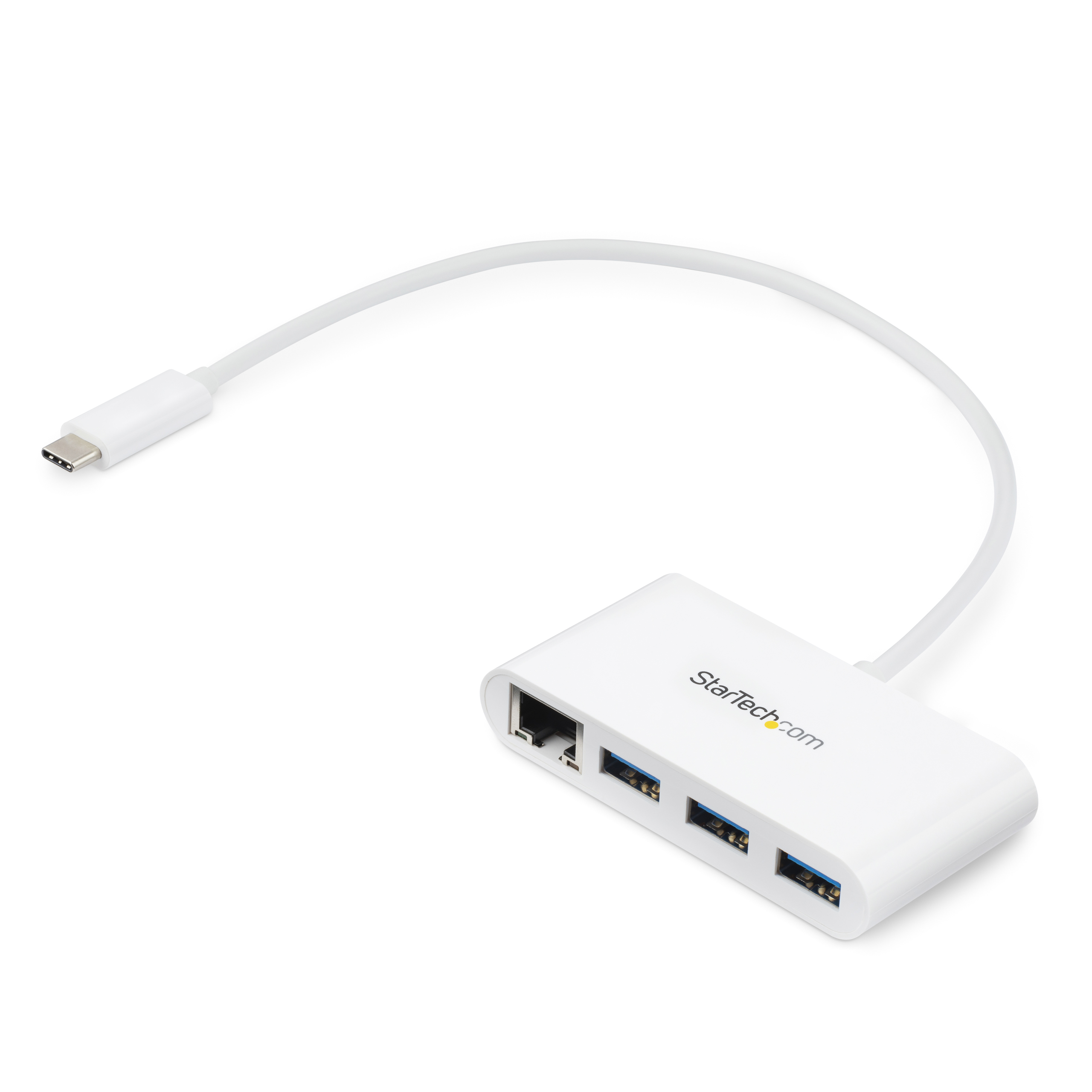 CONCENTRADOR USB 3.0 3 PUERTOS USB-C A USBA Y RED BLANCO