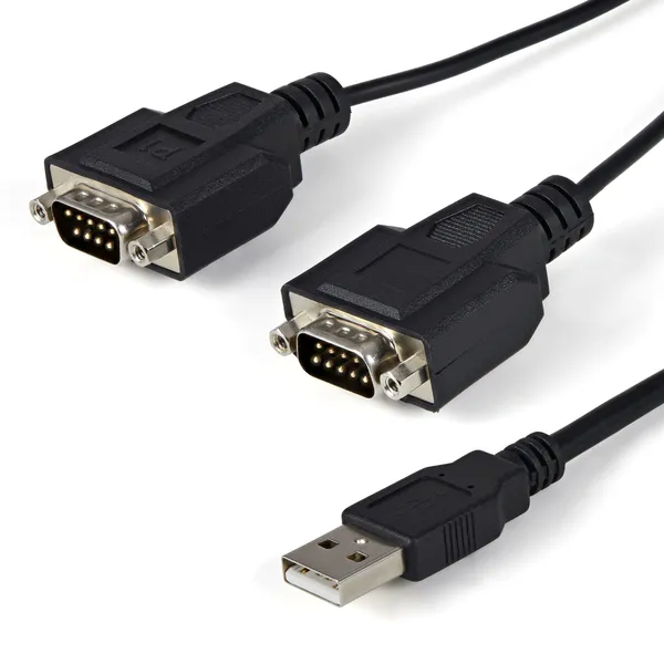 CABLE 1.8M ADAPTADOR USB A 2 PUERTOS SERIAL CON RETENCION COM.