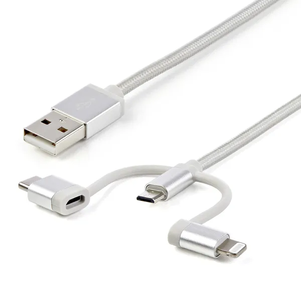 CABLE TRENZADO DE 1M USB A USB C MICRO USB LIGHTNING CARGADOR