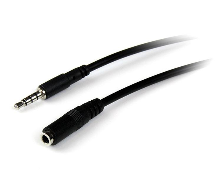 CABLE 2M EXTENSOR AUDIFONOS 4 PINES HEADSET DIADEMA JACK 3.5MM.