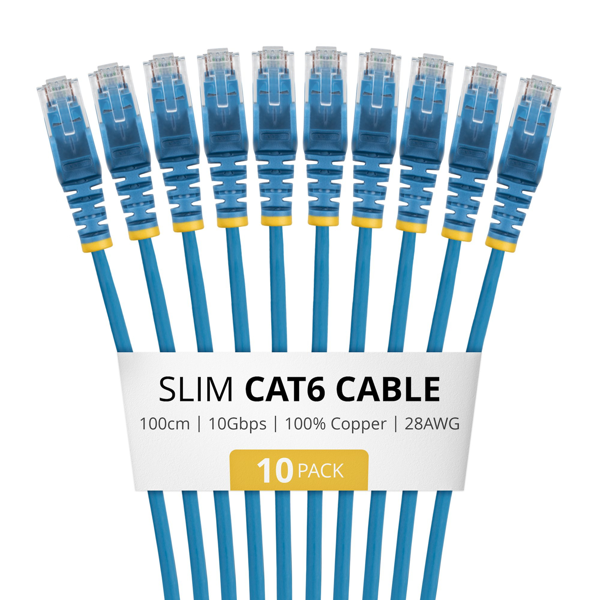 PAQUETE DE 10 CABLES DELGADOS CAT6 SNAGLESS 1M LSZH - AZUL