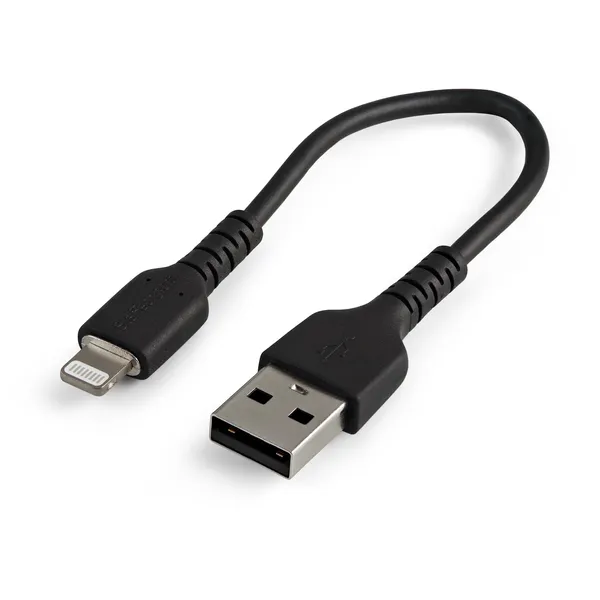 CABLE USB A LIGHTNING NEGRO DE 15CM   CERTIFICACION MFI DE APPLE