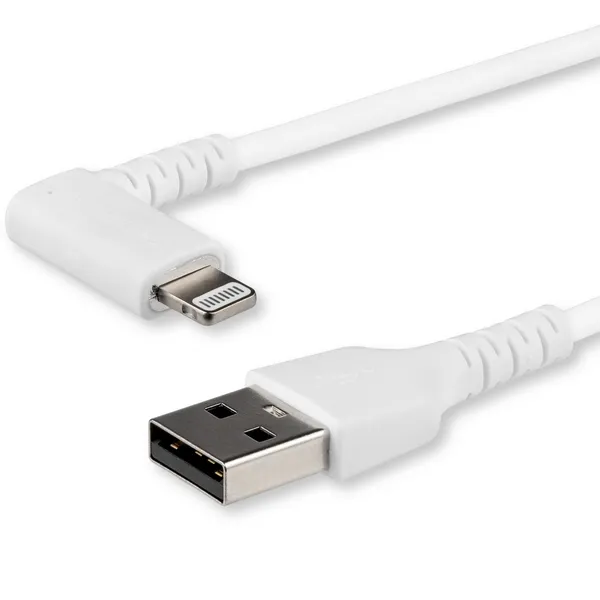 CABLE ACODADO USB A LIGHTNING PARA IPHONE DE 2M - MFI - BLANCO