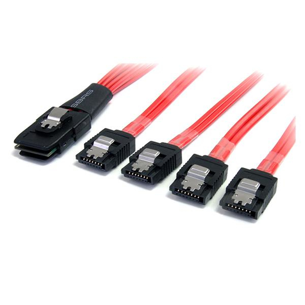 CABLE 50CM MINI SAS SFF8087 A 4X SATA CIERRE LATCH ADAPTADOR .