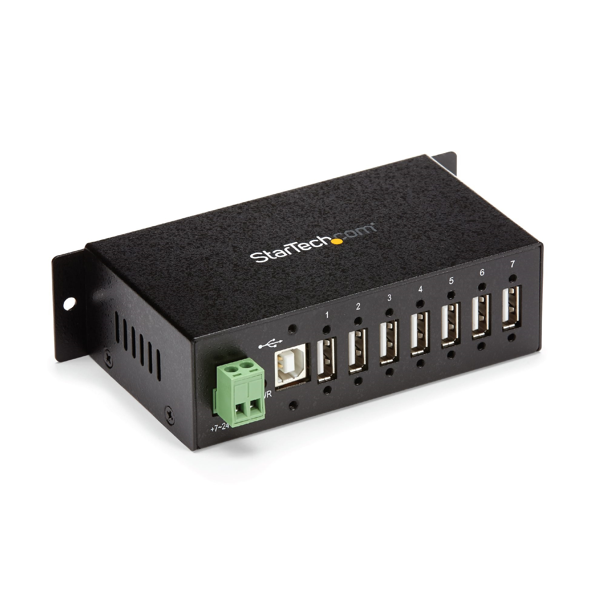 RESISTENTE CONCENTRADOR USB 7 PUERTOS USO INDUSTRIAL MONTAR .