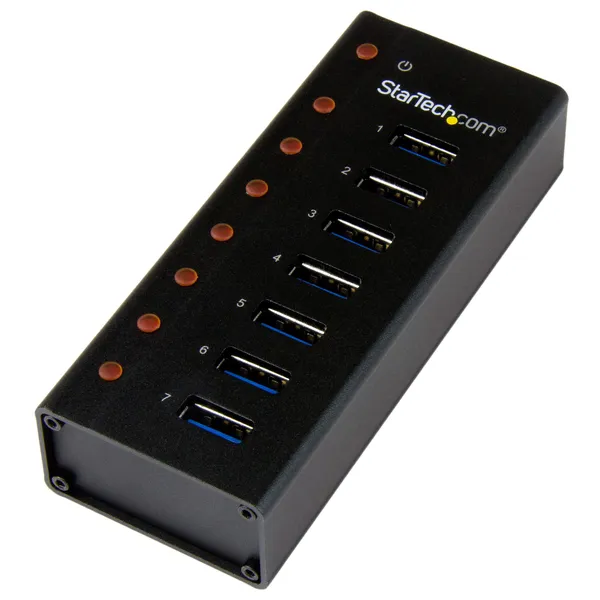 CONCENTRADOR USB 3.0 7 PUERTOS HUB CAJA METALICA DE PARED      .