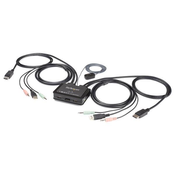 SWITCH CONMUTADOR KVM DE 2 PUE PUERTOS DP USB 4K60HZ - CABLES INTE