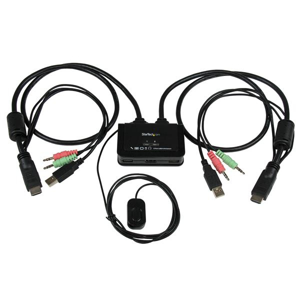 SWITCH CONMUTADOR KVM 2X HDMI USB AUDIO CON CABLES